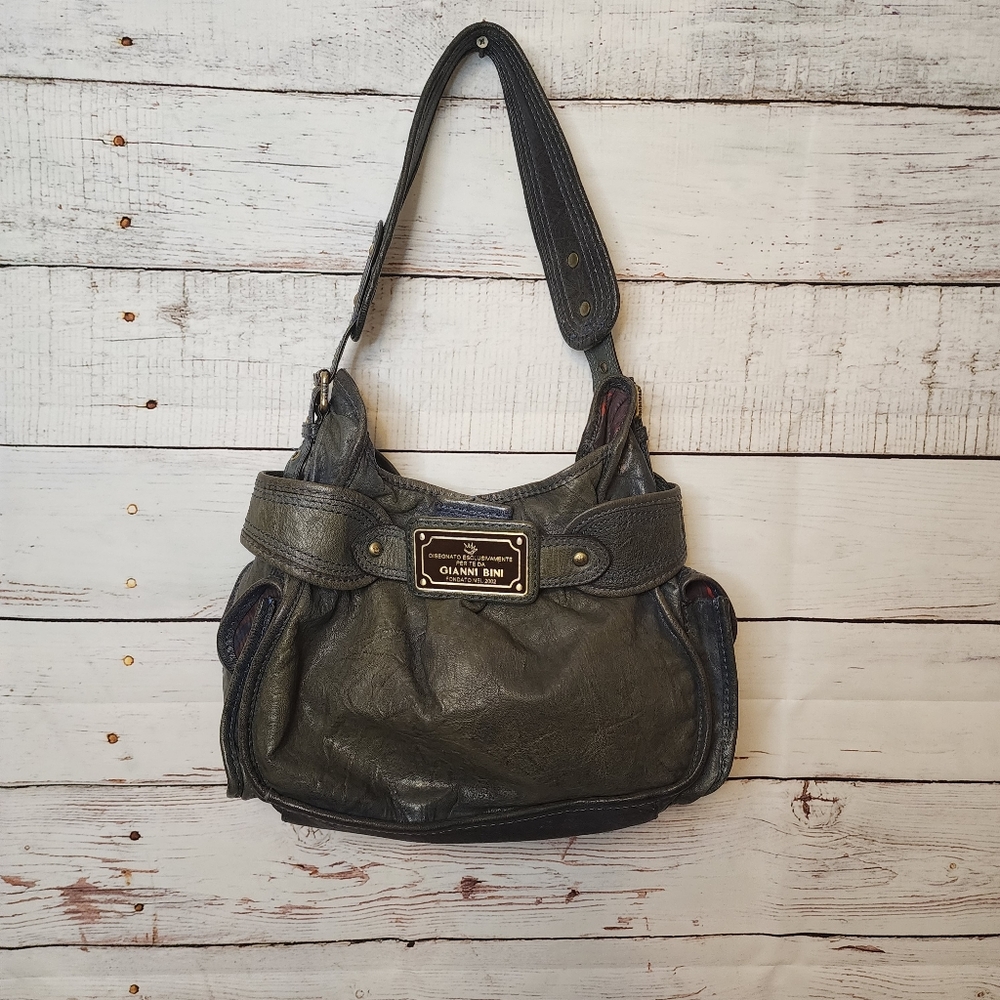 Gianni Bini- Vintage 2002- Coronado Hobo Greenish/Blue Leather Purse